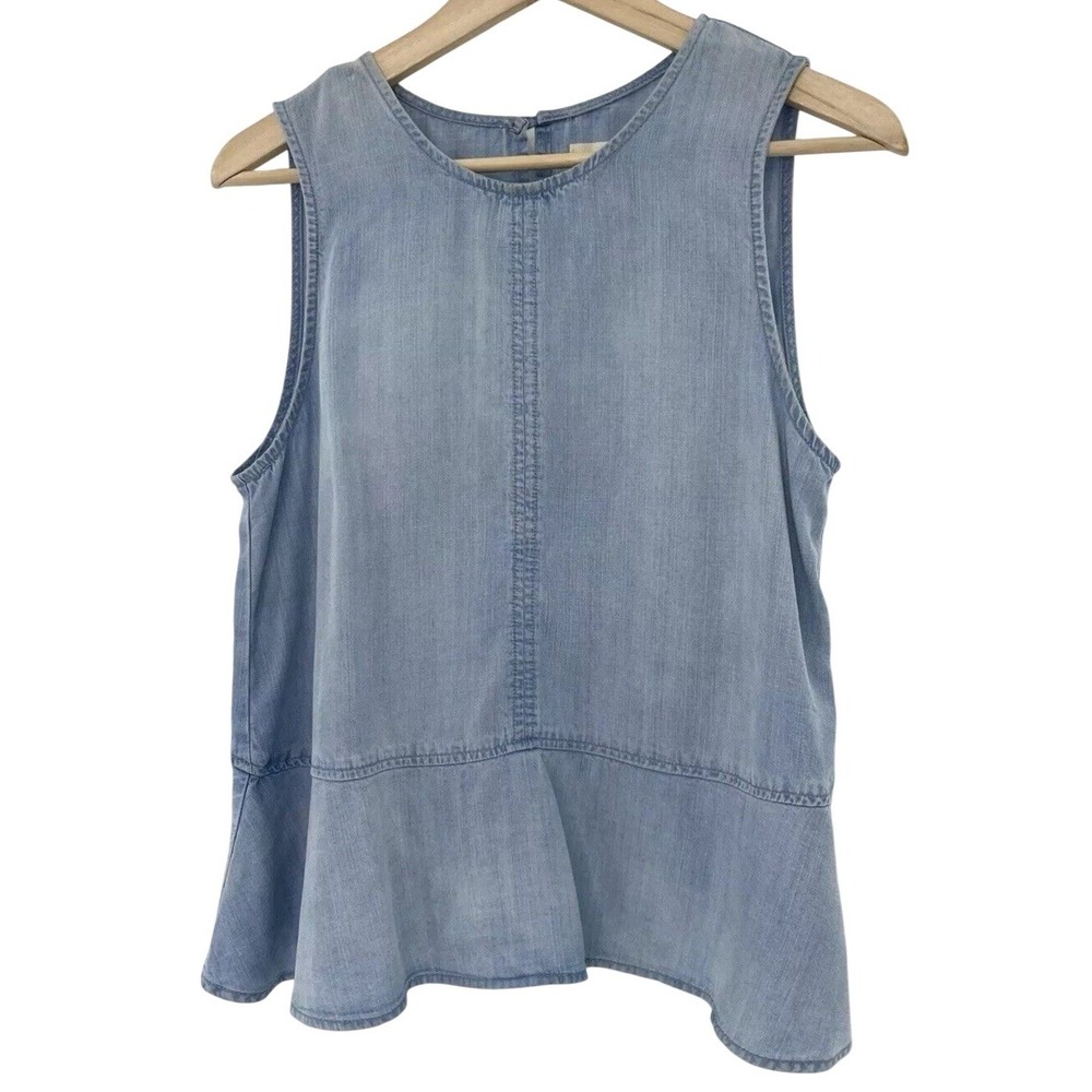 Cloth‎ & Stone Womens XS Light Wash Blue Tencel Peplum Tank Top C2660-549-795